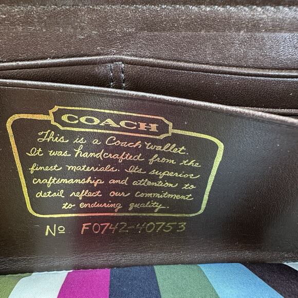 Coach‎ Brown Signature Lurex Stripe Legacy Accordion Zipper Wallet F0742-40753 - Picture 7 of 10